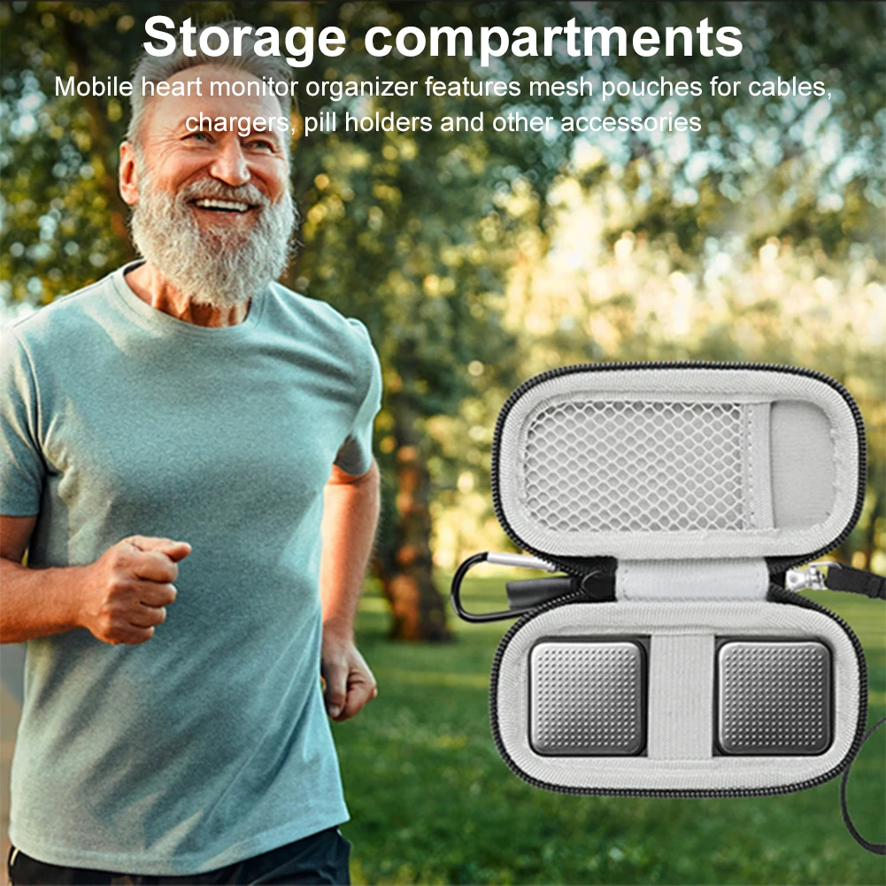 حافظة مراقبة القلب من النايلون حقيبة تخزين محمولة مع جيب شبكي حافظة تخزين واقية لـ AliveCor Kardia/KardiaMobile 6L EKG