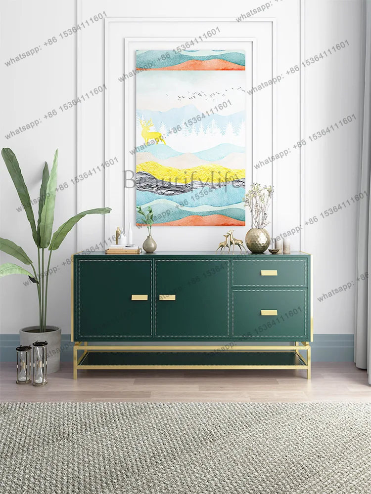 

2026 New Hong Kong-style light luxury dining side cabinet Korean-style storage leather cabinet