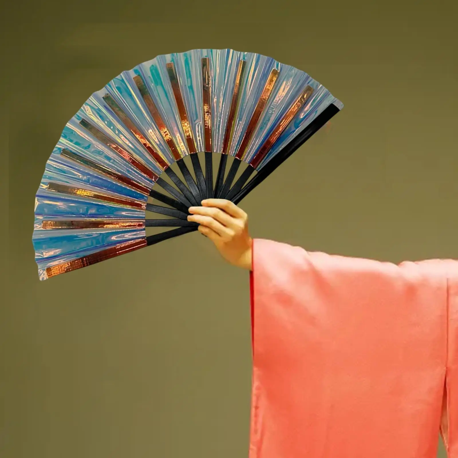 Folding Dancing Fan, Photo Props, Compact Decoration Handheld Hand Fan for Stage Performance Outfits Music Festival