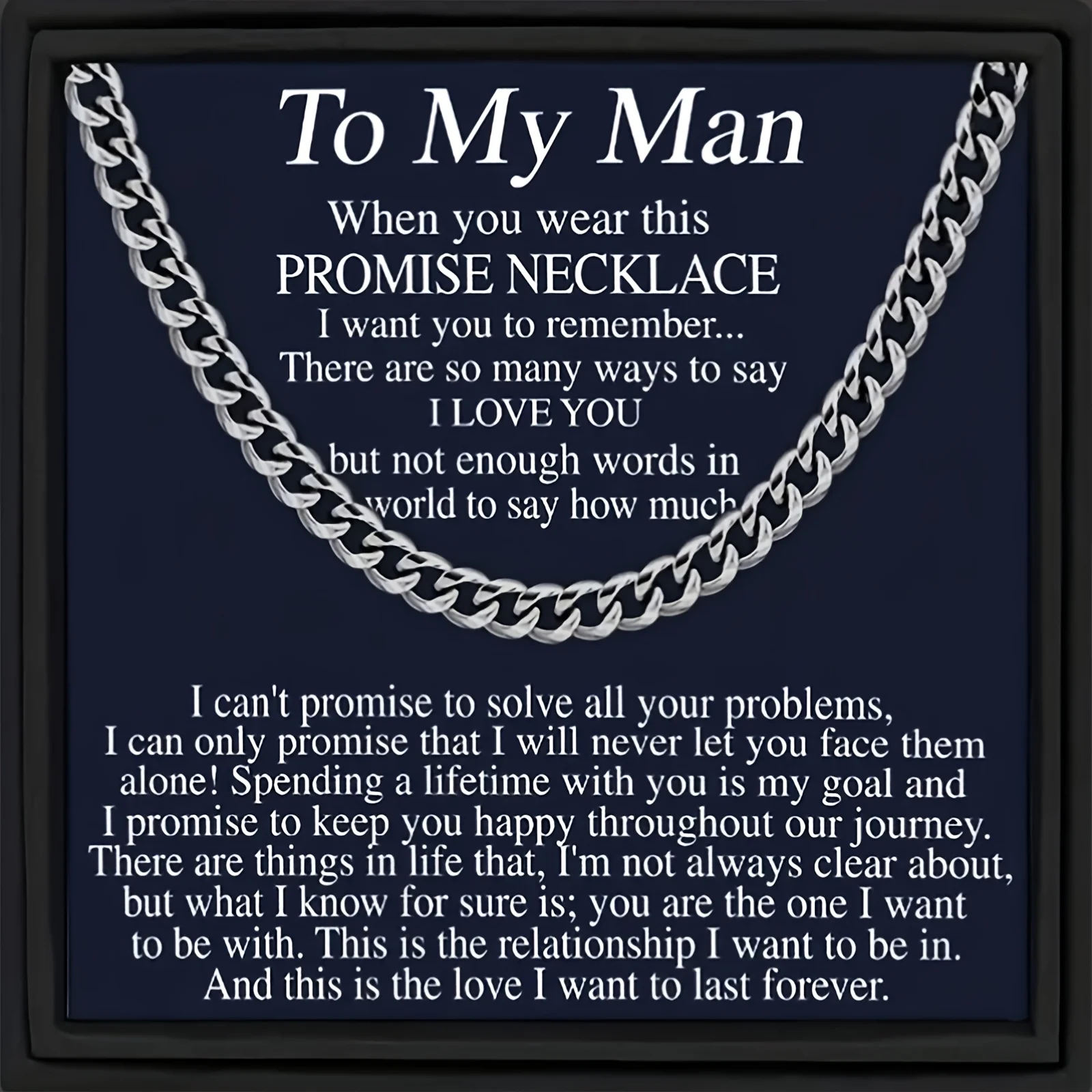Trendy Mens Cuban Chain Promise Necklace For My Man With Card And Gift Box Perfect For Daily And Holiday Wear