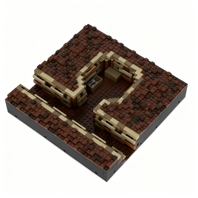 

1227PCS MOC Street View Modular Trench Mortar Pit Firestep Model Custom Brickss Architecture DIY Assembly Display Decor Gift Set
