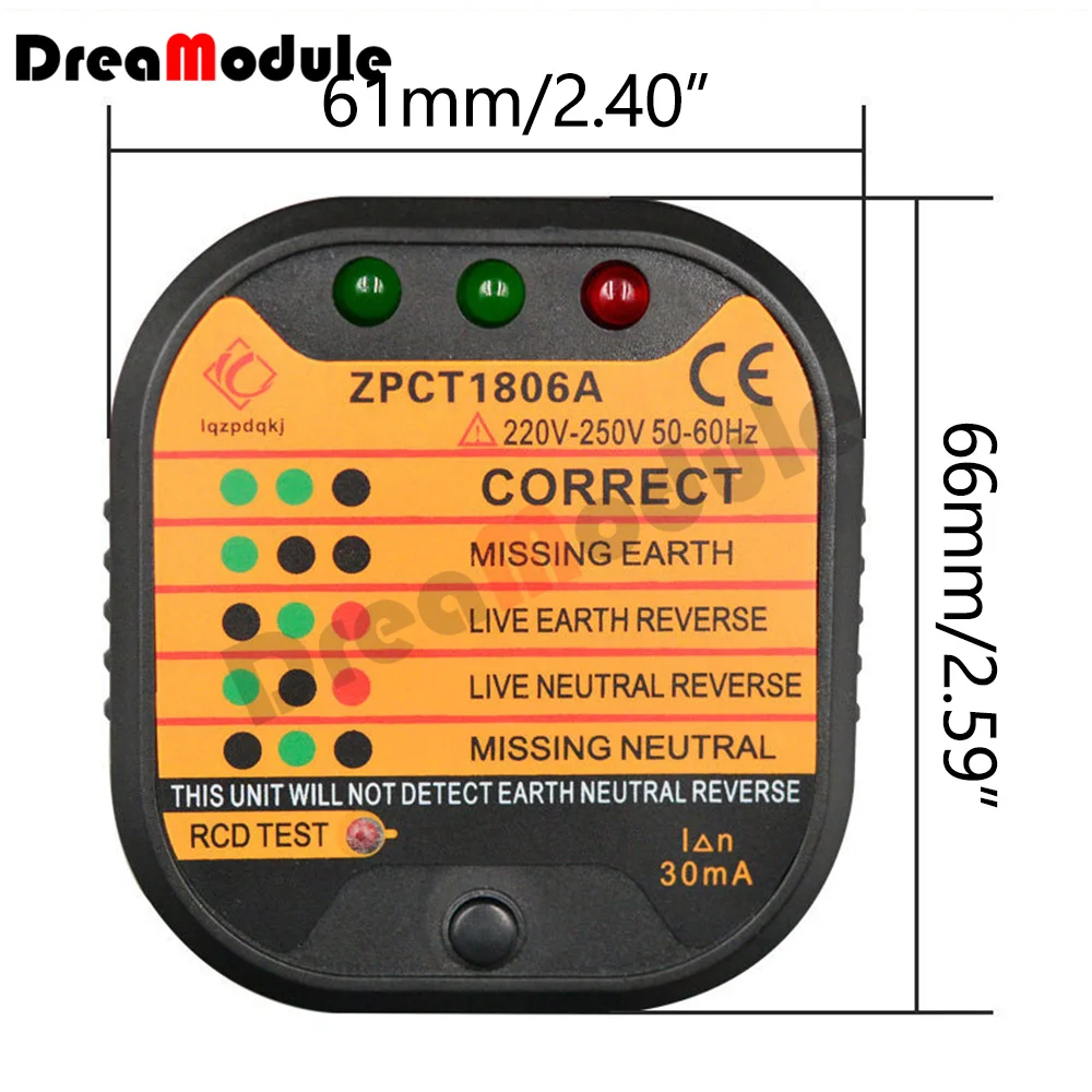 Socket Tester Detector Circuit Polarity Voltage Plug Circuit Breaker Grounding Zero Wire Switch Current Detector Electroscope