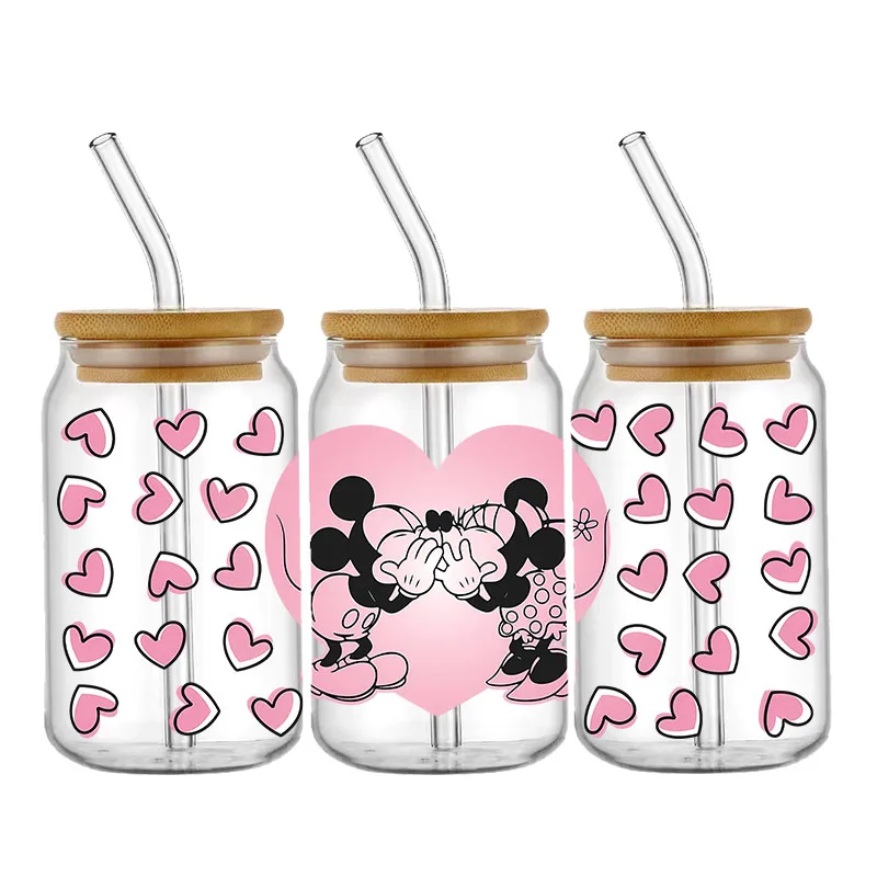 Cartoon Mickey Minnie Mouse Ears Stickers Waterproof UV DTF Cup Mug Wraps Sticker For DIY Libbey Glass Waterproof Custom Decals