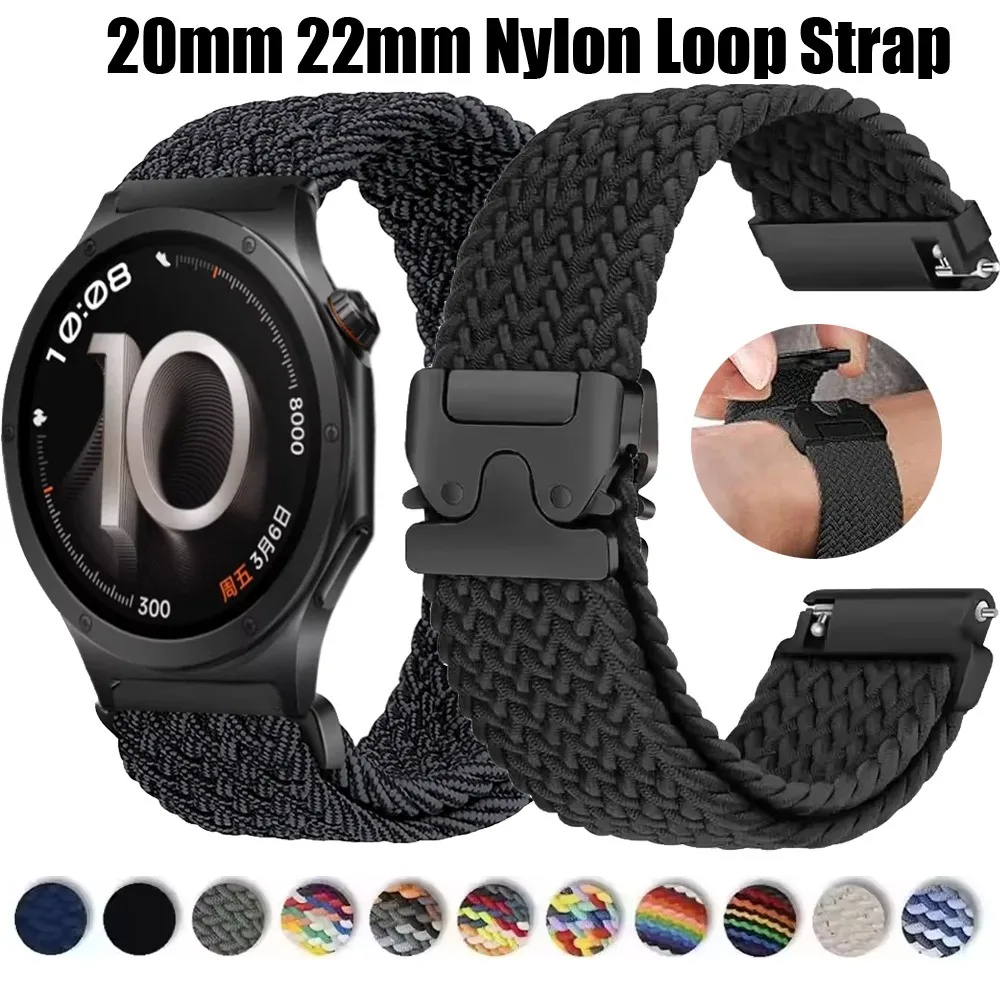 20mm 22mm Nylon Loop Braided Strap for OPPO Watch S X3 X2 X Parachute Buckle Watchband for Oneplus Watch 4 Lite 3 2 2R Bracelet