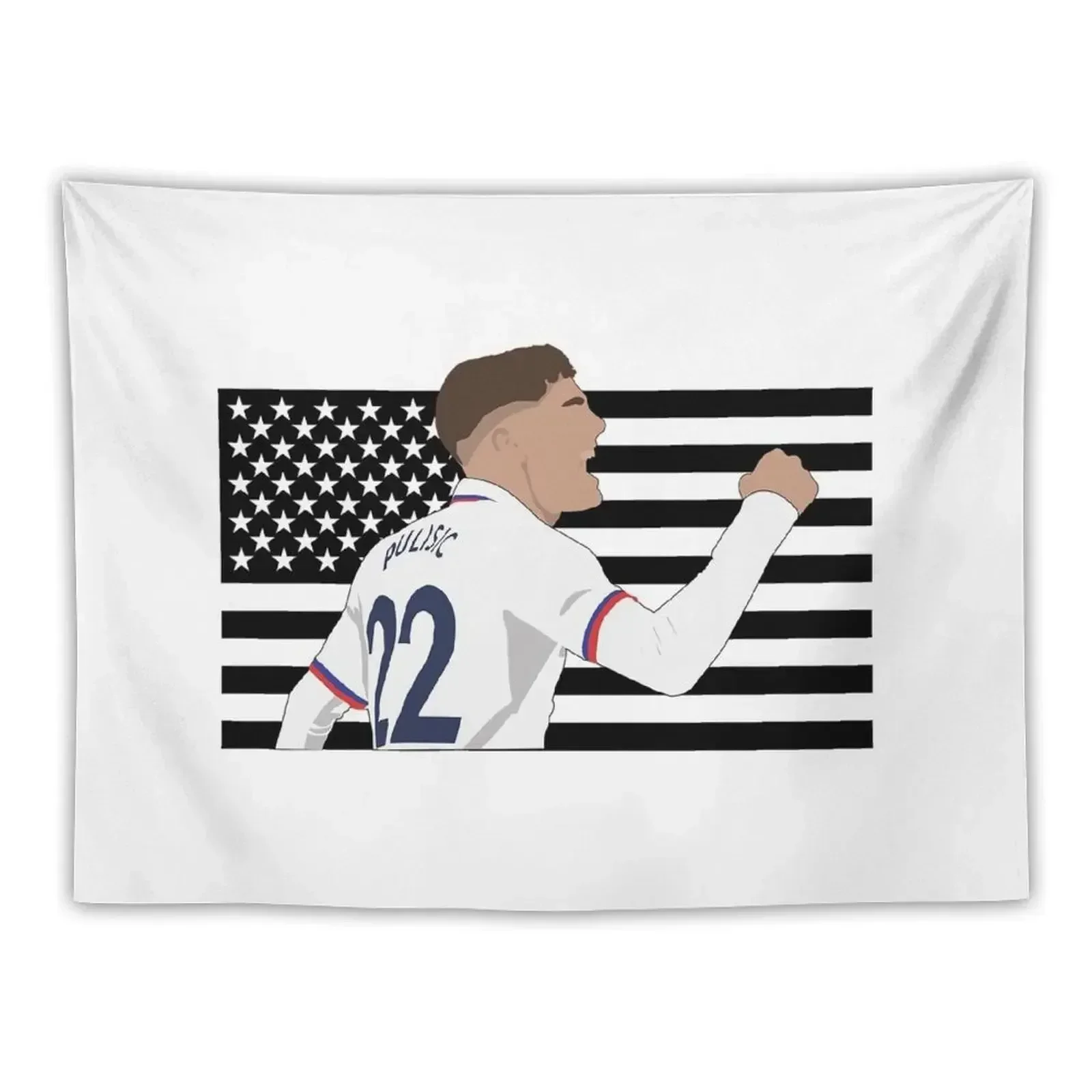 

Christian Pulisic US Flag Tapestry Room Decorating Aesthetic Room Decorator Custom Funny Tapestry