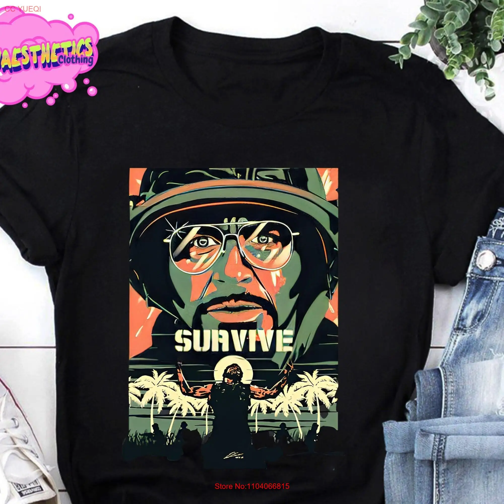 Tropic Thunder Survive T Shirt Tugg Speedman Kirk Lazarus Retro Movie long or short sleeves