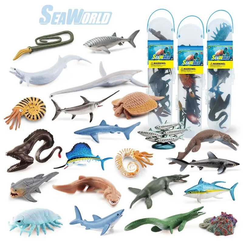 Mini Simulation Ocean Fish Prehistoric Animals Paleo-marine Creatures Deep Sea Creatures Storage Box Set Model Ornament