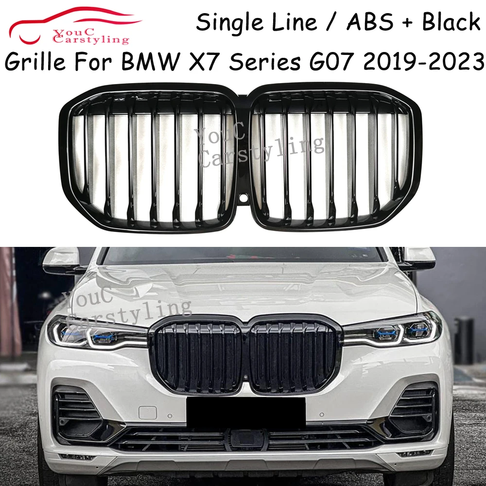 

G07 Grille ABS Gloss Black Front Bumper Replacement Kidney Grill Mesh Hood For BMW X7 Series G07 2019-2023