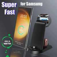 25W Super Fast 3 in 1 Charging Station for Samsung S25 S24 S23 Ultra S22 S20 S21 Wireless Charge Galaxy 5 4 3 Active 2 Watch