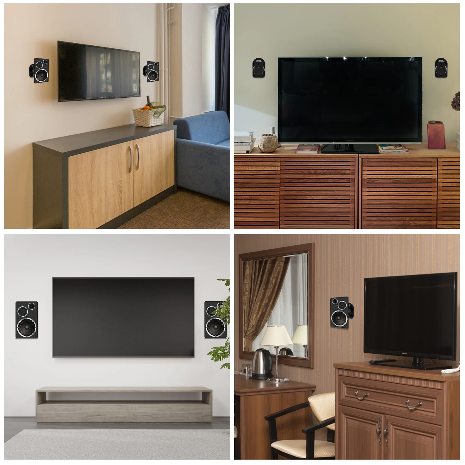 

6 set Speaker Wall Bracket Strong ABS Wall Mount for Home Office Surround Sound System Adjustable Tilt Kitchen