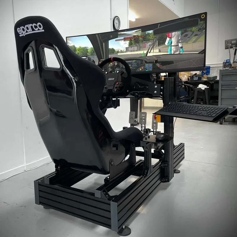 Aluminum Racing Simulator Cockpit Black Anodized Profile Extrusion Gaming Driving Sim Racing Rig Cockpit Gaming Simulator