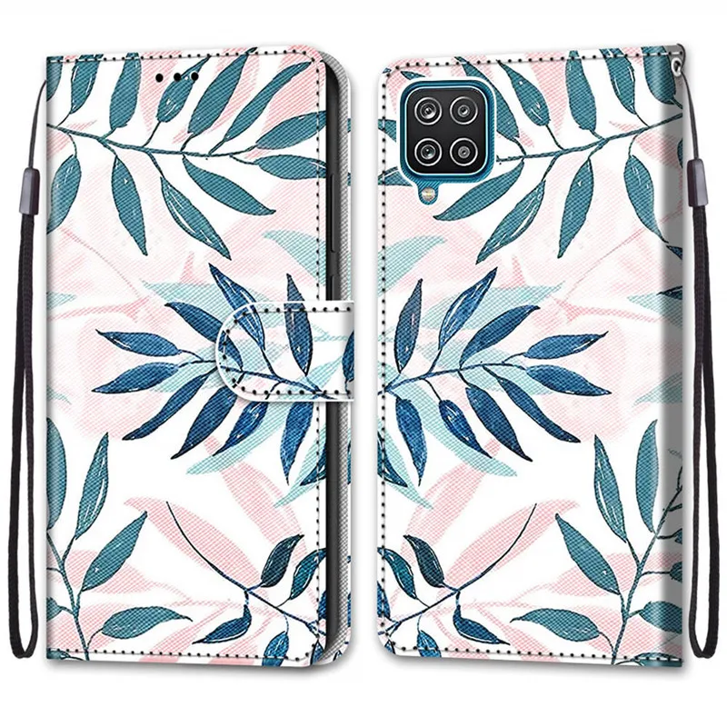 Flor padrão flip caso para samsung galaxy a12 m12 SM-A125F m127f/dsn a 12 carteira de couro casos telefone suporte livro capa sacos