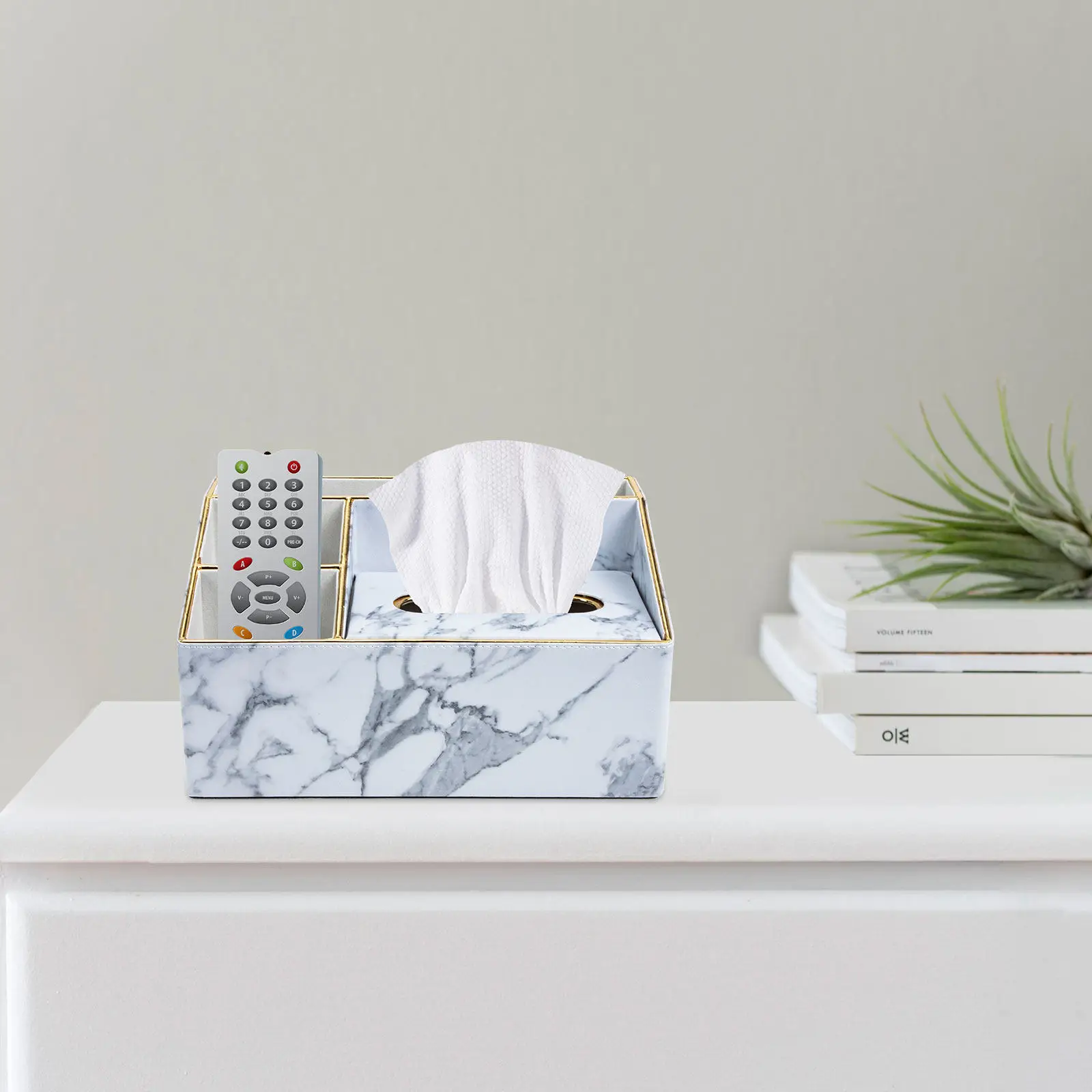 

Настольный органайзер из ПУ с мраморным узором и несколькими отделениями для пультов, ручек, телефона, для дома