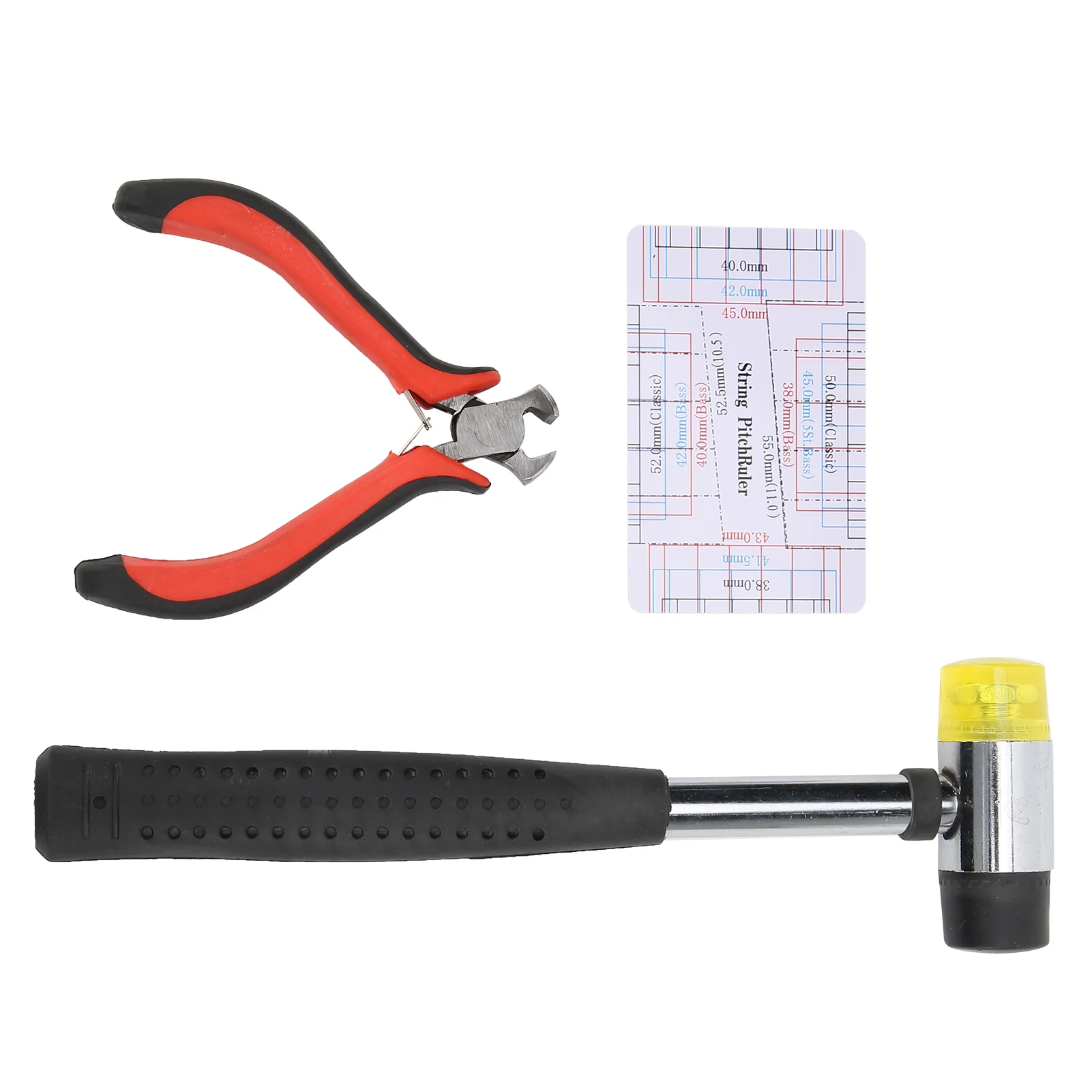 Gitarren-Reparatur-Werkzeug-Set, schlagfester, ergonomischer Griff mit Doppelkopf-Hammer-Set für Bass String Action Lineal Gauge