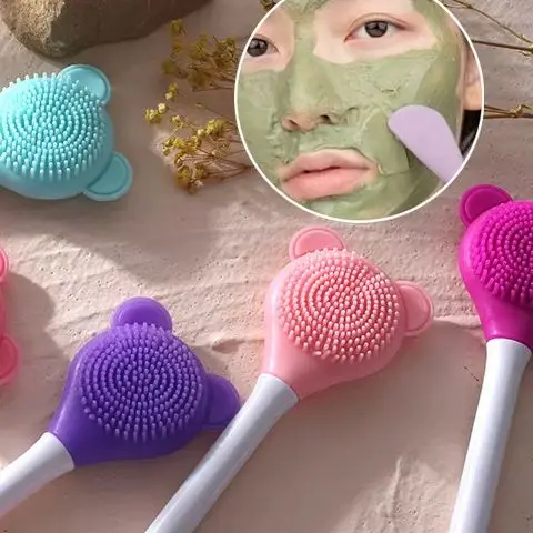2 In 1 Spatel Diepe Reiniging Gereedschap Mee-eter Siliconen Gezichtsreiniging Masker Borstel Peeling Scrub Porie Gezichtsverzorging