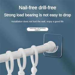 Hooks For Wall Adhesive No Trace Abs Storage Supplies Curtain Rod Bracket Strong Adhesion White Hook Storage Bathroom Shower Rod