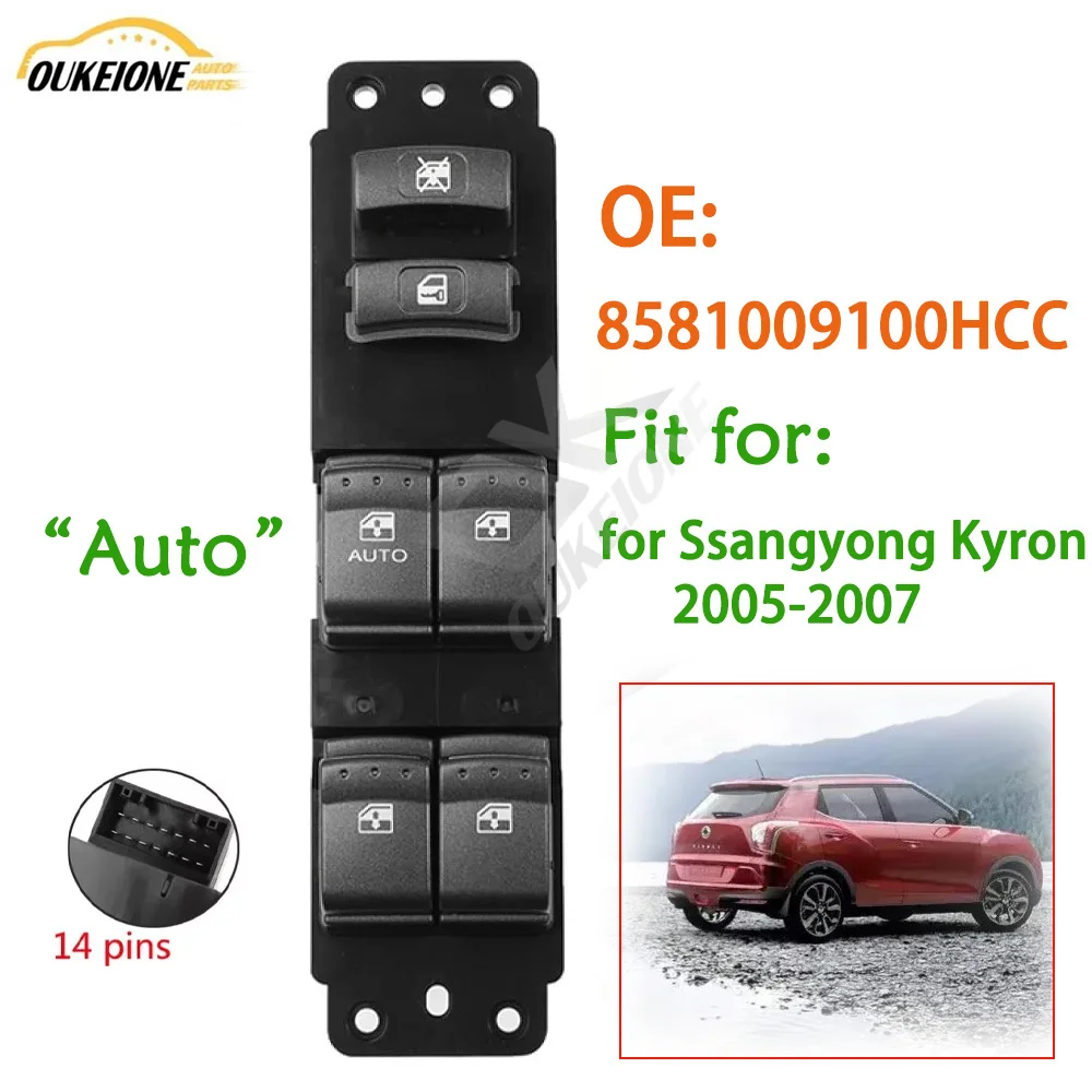 8581009100HCC Elecetric Power Window Control Switch for Ssangyong Kyron 2005 2006 2007 Front Left Driver Side Car Accessories