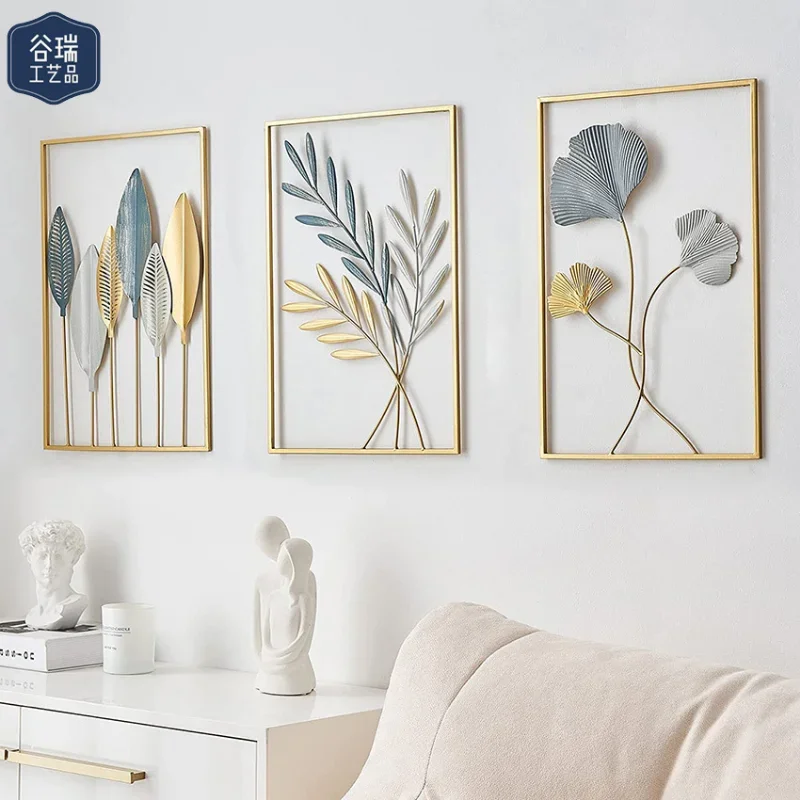 

Nordic Home Wall Decor Macrame Wall Hanging Decor Metal Round Gold Ginkgo Leaf Walls Stickers Decoration Decorative Wall Ledges