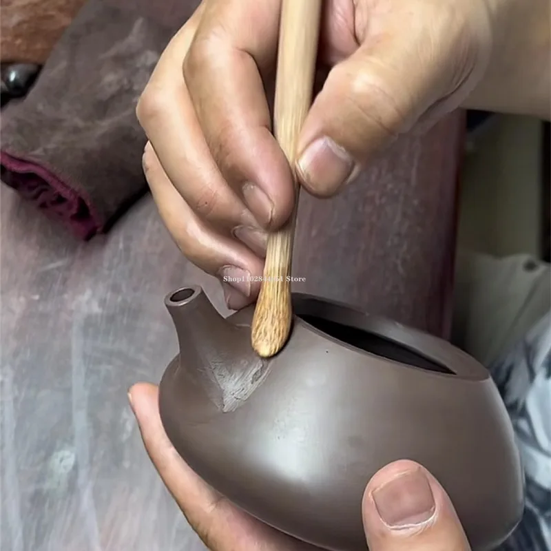 Pottery Tools Purple Clay Pot Craft Making Tools DIY Teapot Spout Mouth Dredging Repair Shape Making Handicrafts Bamboo Utensils