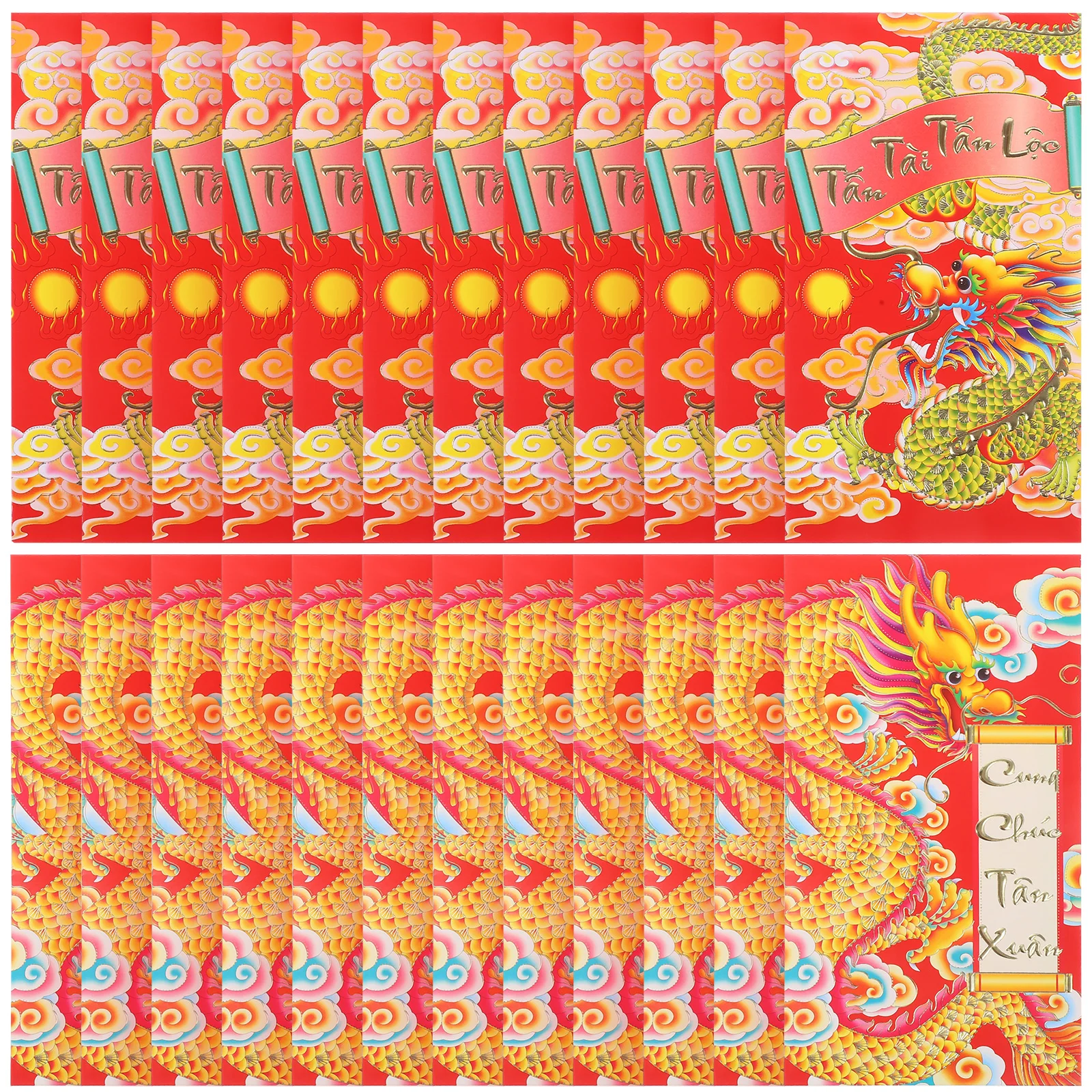

30pcs 2024 Dragon Year Red Envelope Large Long Lucky Money Packet Chinese New Year Decorative Paper Envelopes Spring Festival