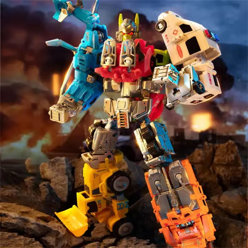 Robot de juguete de transformación 6 en 1, traje de equipo de rescate y deformación, Robot combinado, versión de aleación, regalo de cumpleaños personalizado