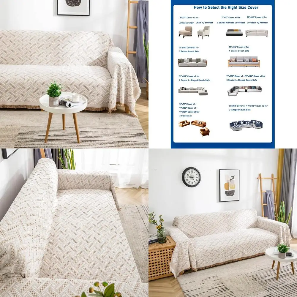 

Reversible Oversized Sofa Cover, High Back Cushion Slipcover for 3-4 Seat Furniture, Large L-Shape & U-Shape Sectional Protector