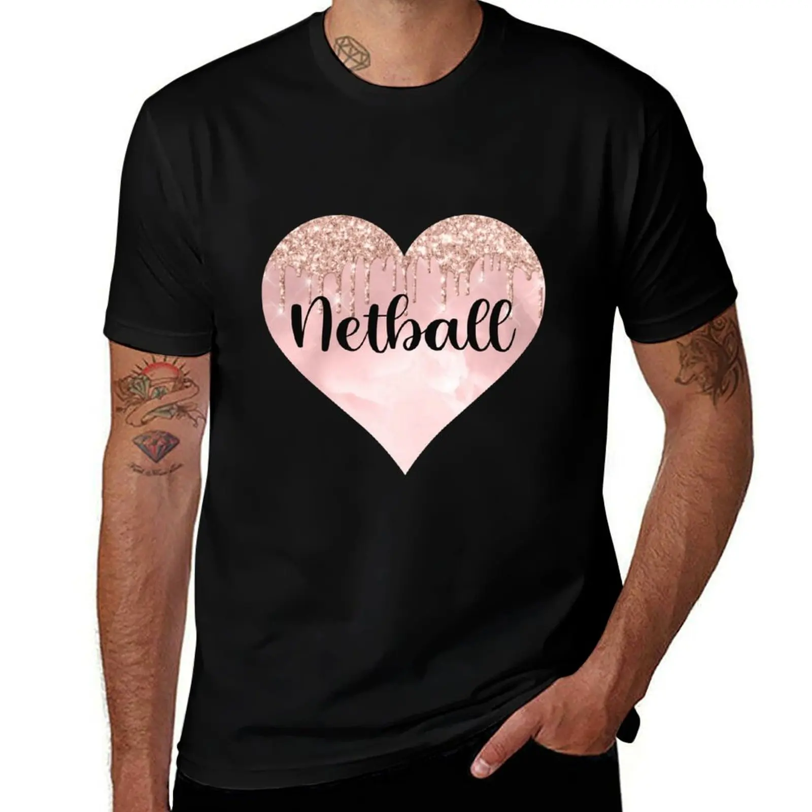 Netball girl gifts glitter heart T-Shirt Thanksgiving Day Tee Top