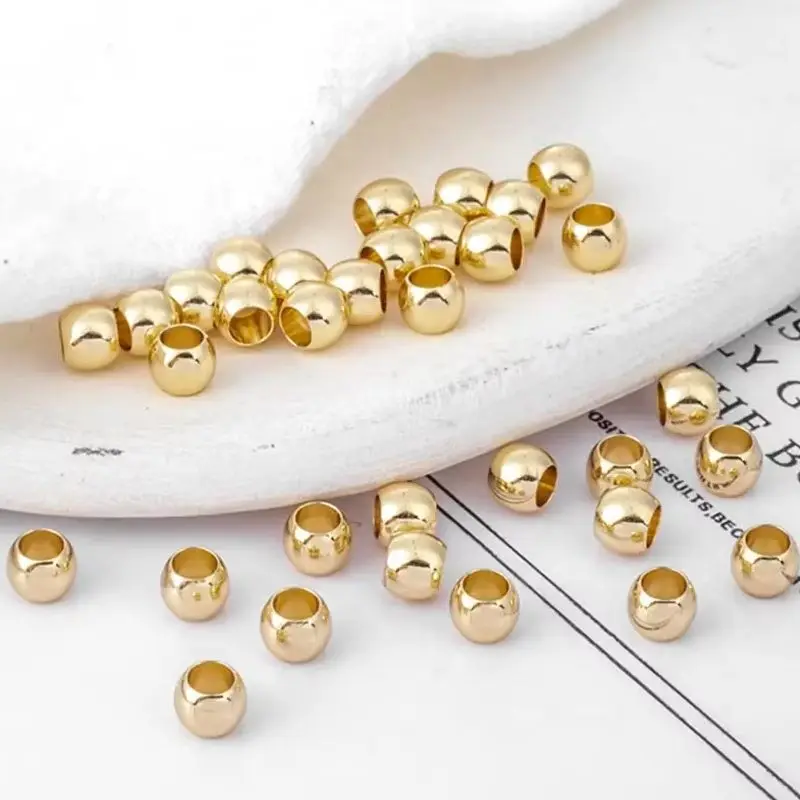 

14k Package Gold Color-retenting Bright Barrel Beads Cylindrical 4*6mm Pearl-proof Bracelet Necklace Diy Handmade Material Beads