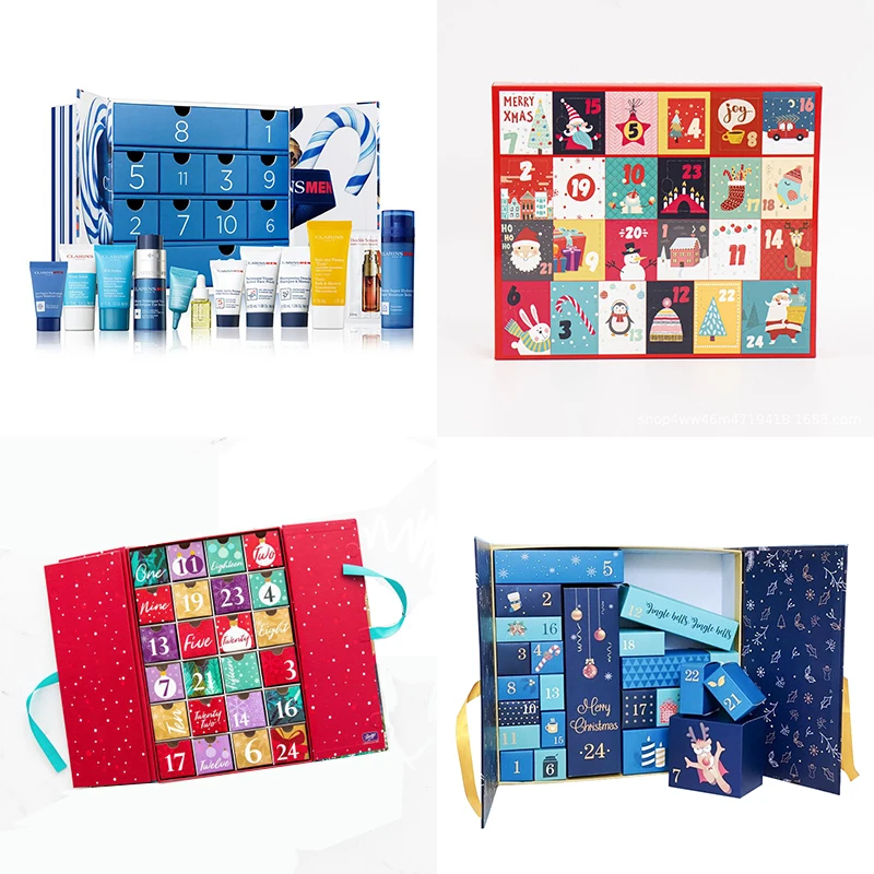 Customization.HOT! Guangdong Factory Custom Design Gift Box Beauty Cosmetic Packaging Countdown Cartoon Christmas Paper Box