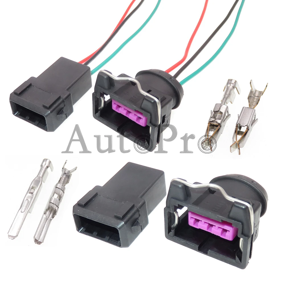 1 Set 3 Hole Car Idle Motors Electric Wiring Unsealed Socket with Terminal Starter 443906233 443906247 Auto Stepper Motor Plug