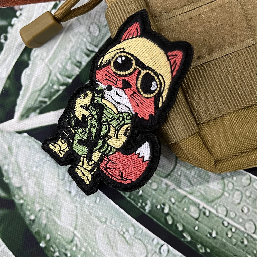 War Morale Badge Fox Sniper Military Tactical Patches Embroidered Hook and Loop Sticker