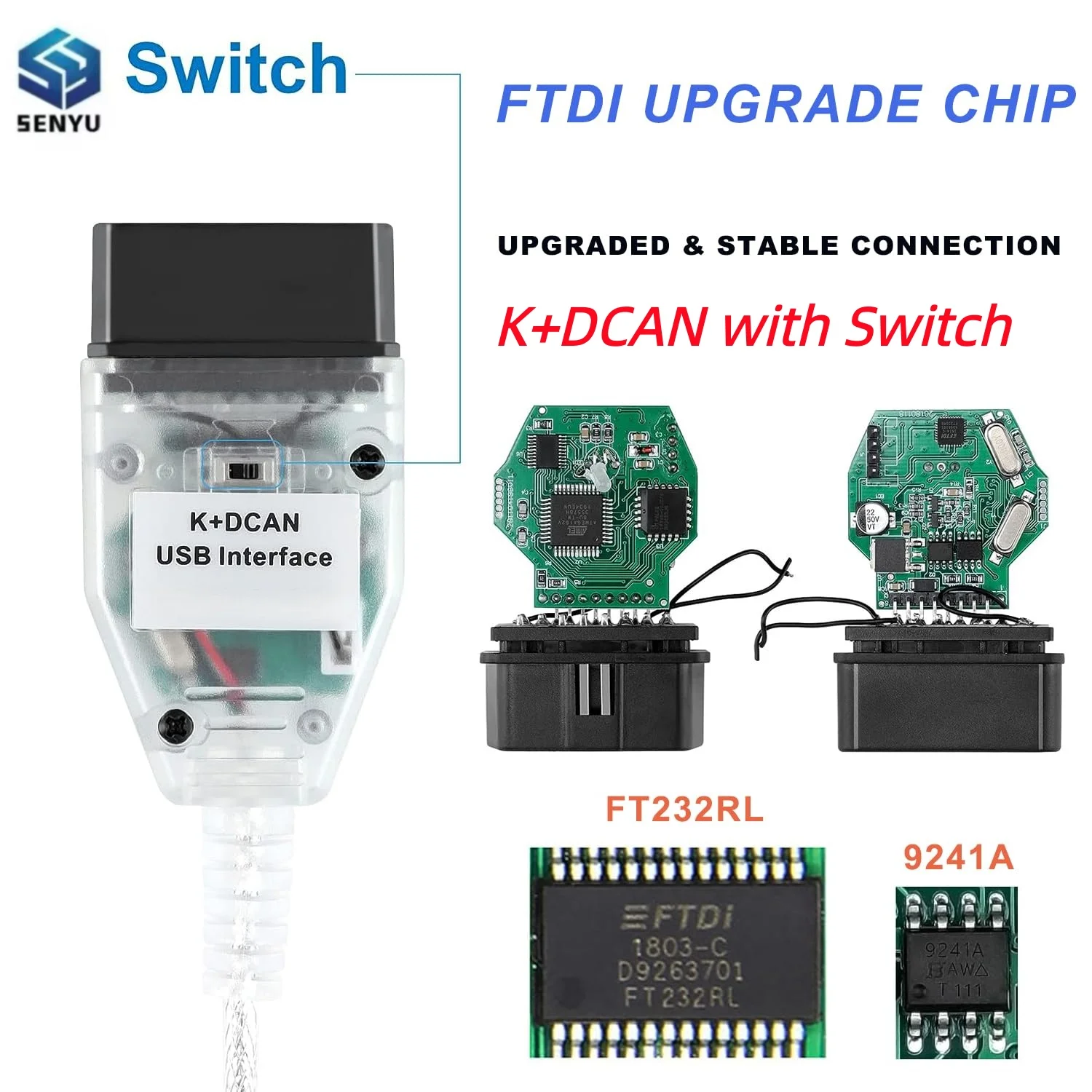 Cable de herramienta de diagnóstico automotriz INPA K+CAN K+DCAN con interruptor, chip FTDI, interfaz USB OBD2 para herramientas de diagnóstico BMW