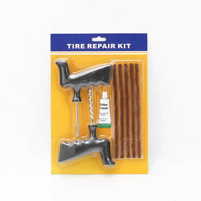 Tire Emergent Repair Tool Kit Split Eye Needle Pistol Grip Insert Tool Spiral Cement Tool 6*200mm Tyre Seal 8” Brown Tire String