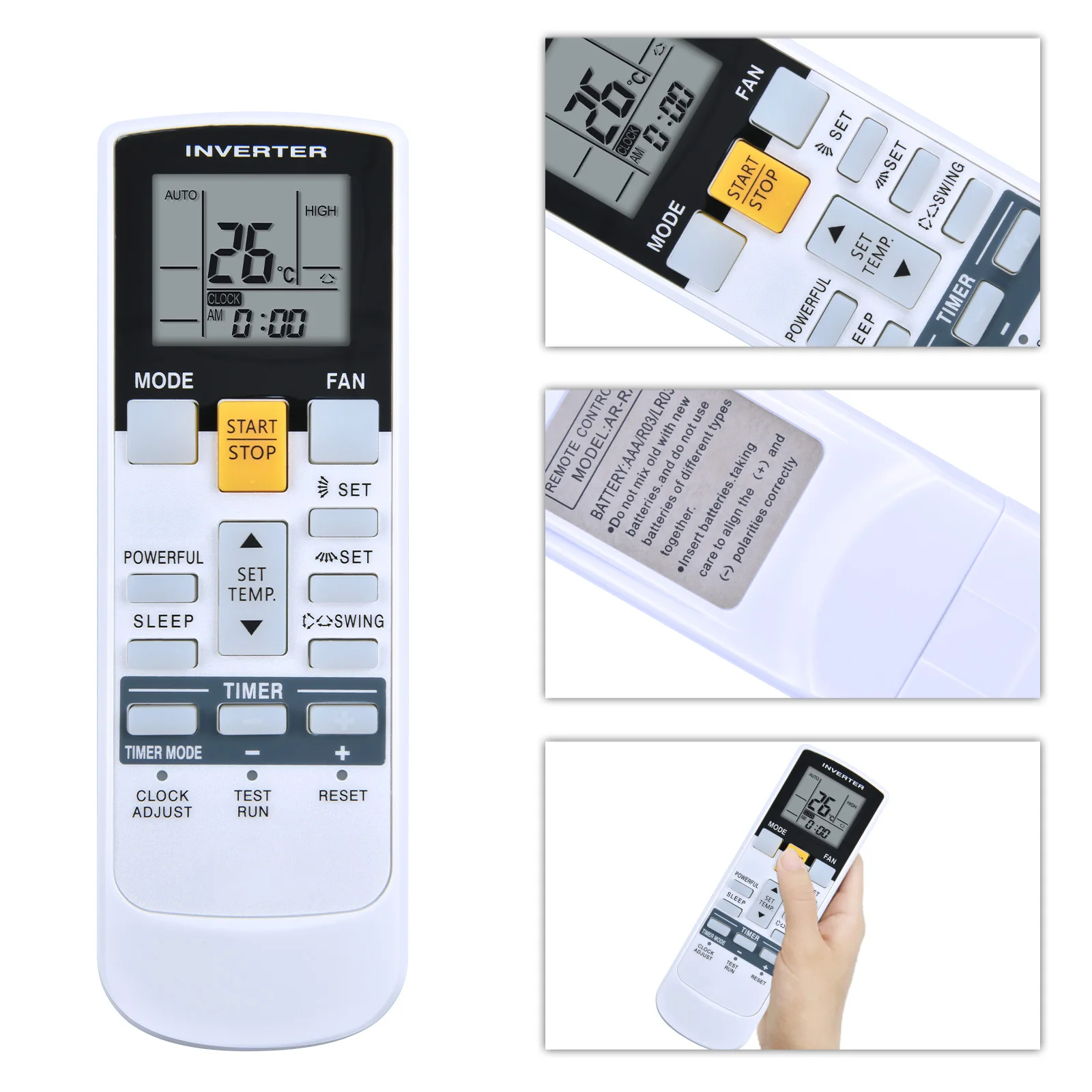 รีโมทคอนโทรลปรับเครื่องปรับอากาศแบบสากลสำหรับ AR-RAH1U AR-RAJ1E ฟูจิตสึ AR-RAH2E AR-RAH1E AR-RY13 AR-RY3 RY13 AR