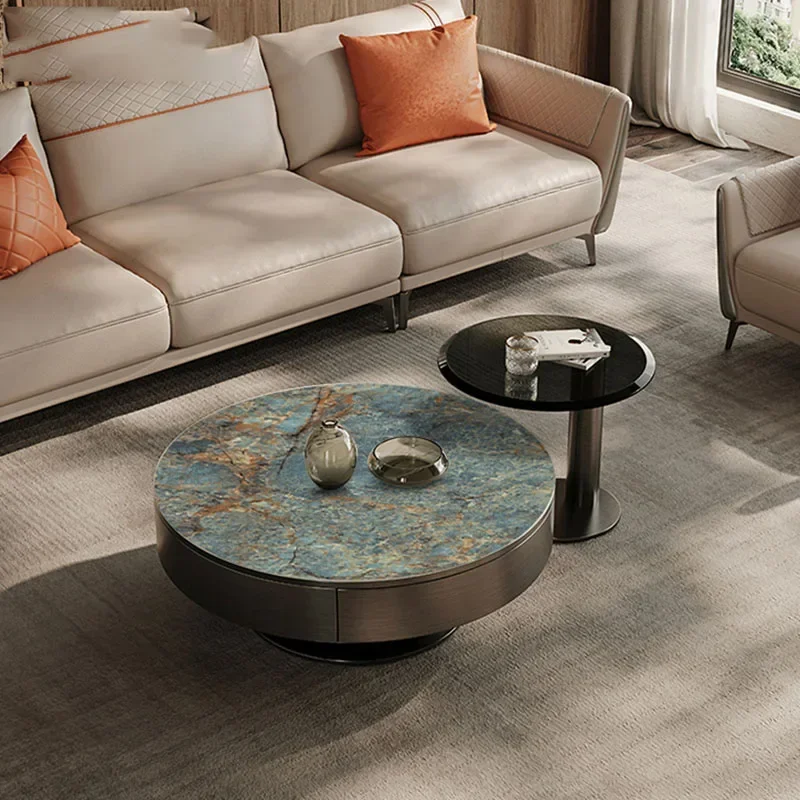 

Italian Luxury Coffee Table Low Round Aesthetic Simple Side Table Designer Modern Unique Mesa Auxiliar Lounge Suite Furniture