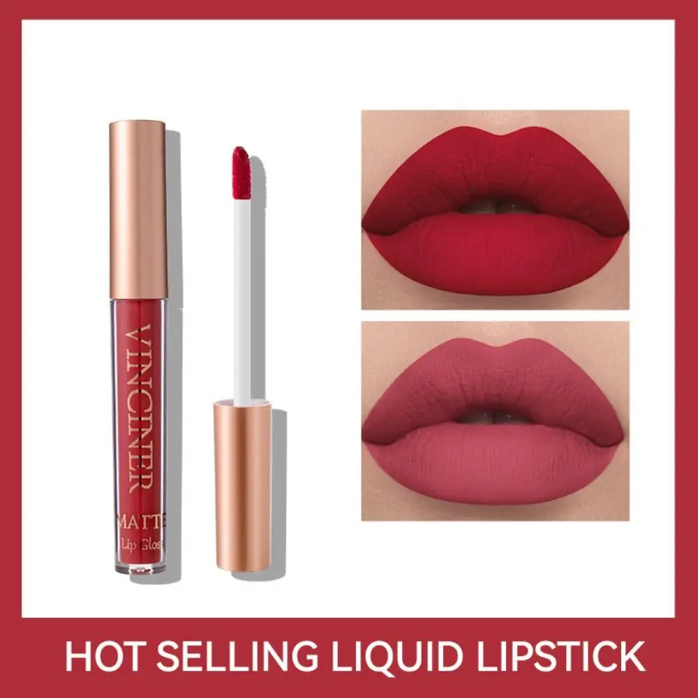 Long-Lasting Liquid Lipstick 12 Colors Rose Nude Smooth Makeup Lip Care Non-stick Cup Waterproof Red Velvet Lipstick Girls