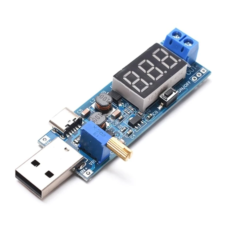 96GD USB Power Supply Module with Adjustable Output DC1.2V to 24V Overcurrent Protections for DIY Applications