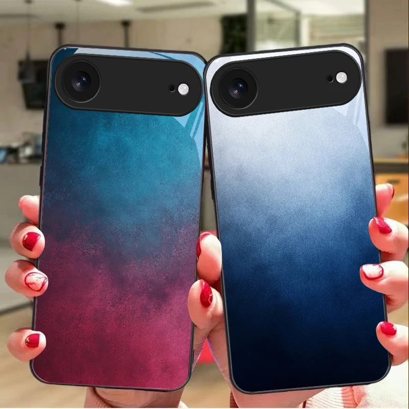 Color and texture fusion For iPhone 11 Pro 12 13 mini 14 15 Pro Max 16 E 17 Air XS Max XR 8 7 Plus SE 5 6 Black Glass Phone Case