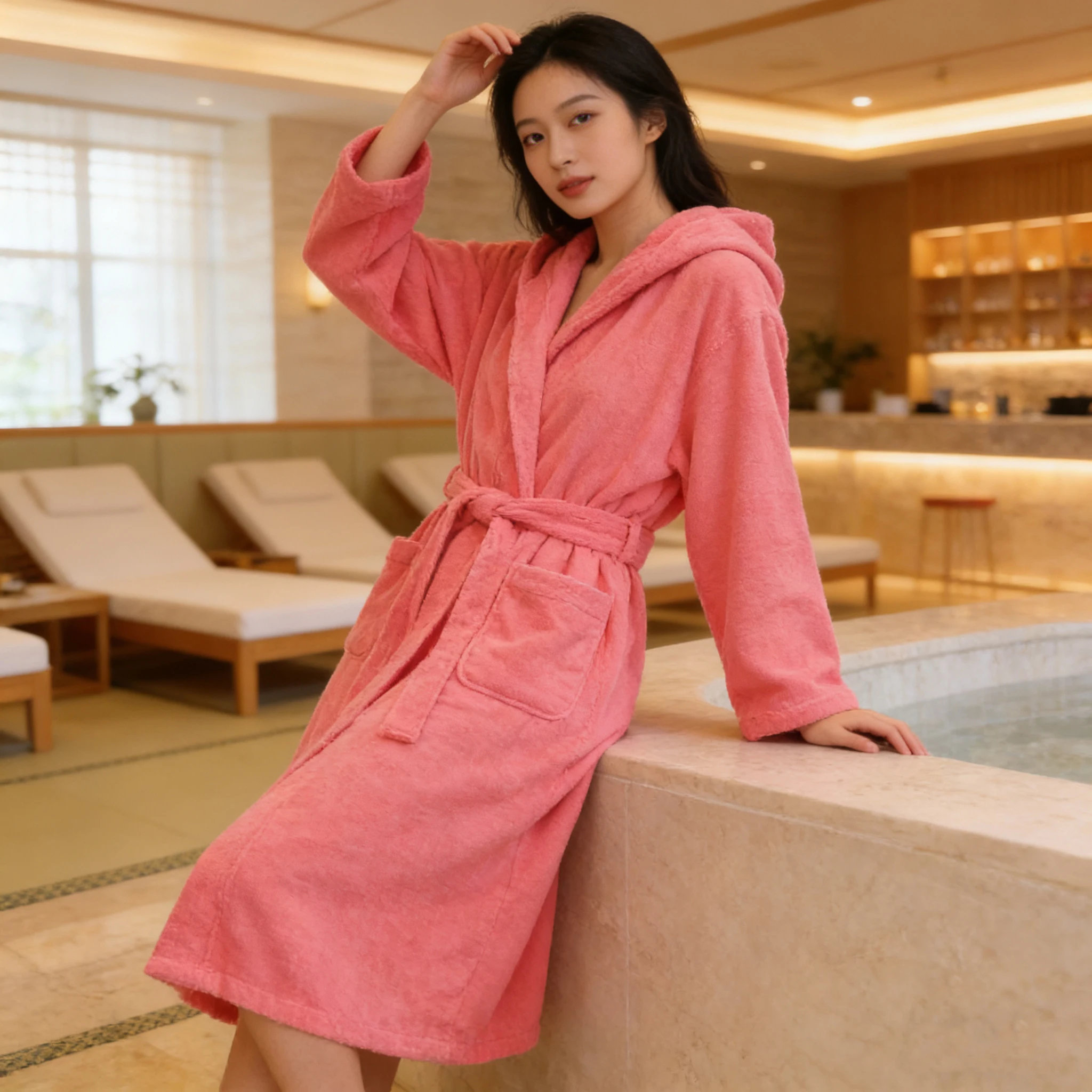 Men's Big And Tall Hooded Bathrobe 100% Cotton Long Terry Towel Comfortable Male Terry Cloth Bath Robe for Sleeping And Dressing