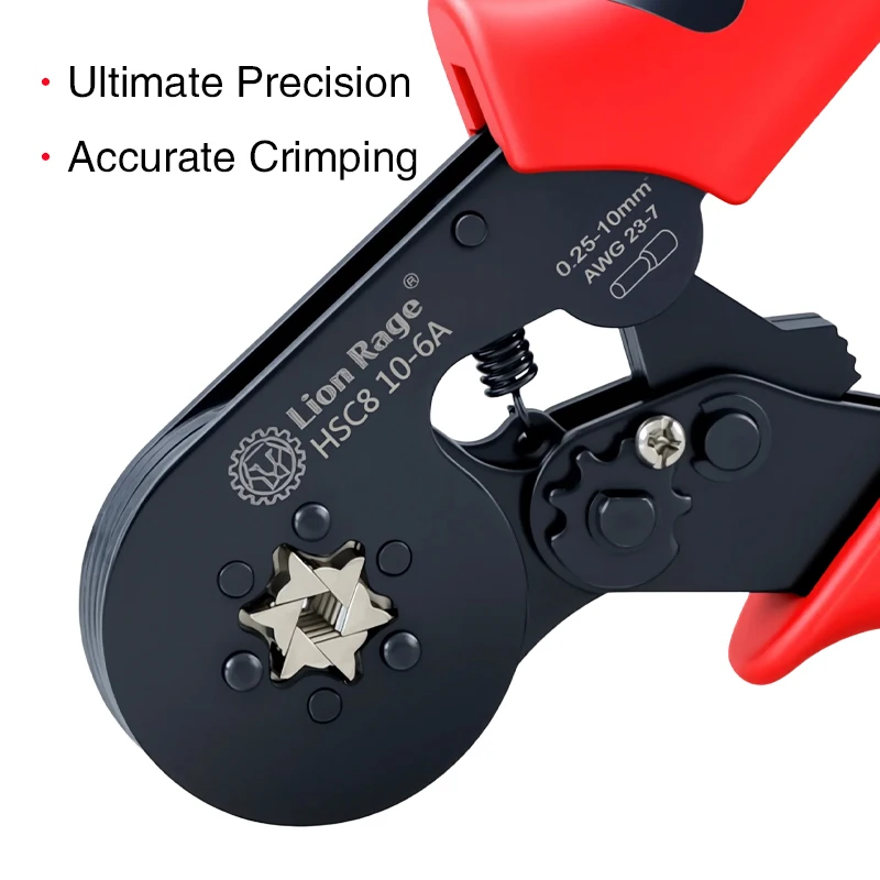Draht-Crimpzange 0,25–10 mm2 AWG22–8 Aderendhülsen-Rohrklemmen-Crimper für elektrische Haushalts-Crimpkapazität bis zu 10 mm2 – Detail 4
