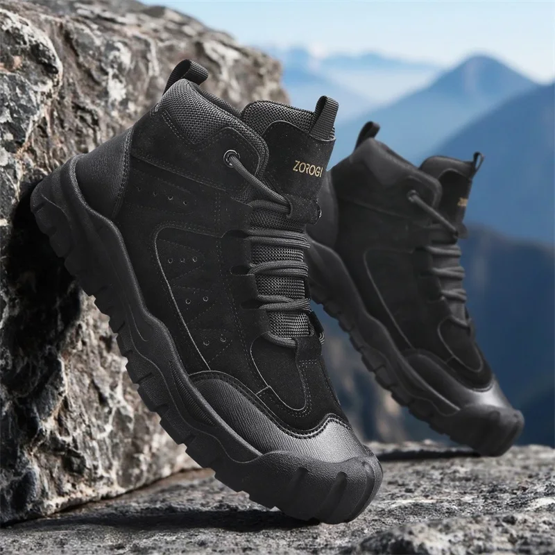 Men's High Top Shoes Outdoor Non Slip Travel Hiking Boots Protective Work Safety Shoes Lace Up Men Ankle Boots Botas Para Hombre