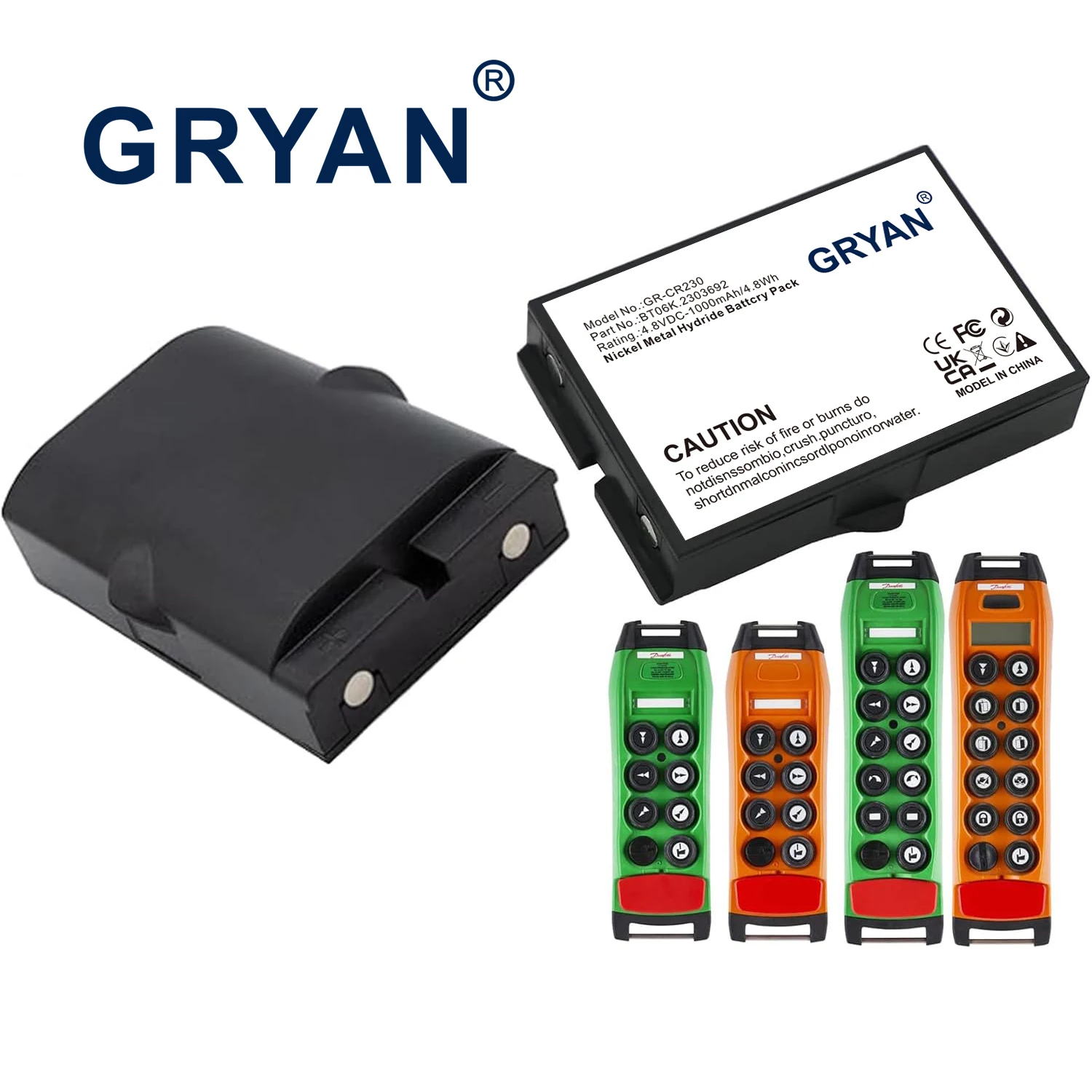 GRYAN 1000mAh Battery For IKUSI 2303692 BT06K RAD-TST70 TM70/1 TM70/2 RAD-TS RAD-TF Transmitters T71 T72 ATEX Transmitters