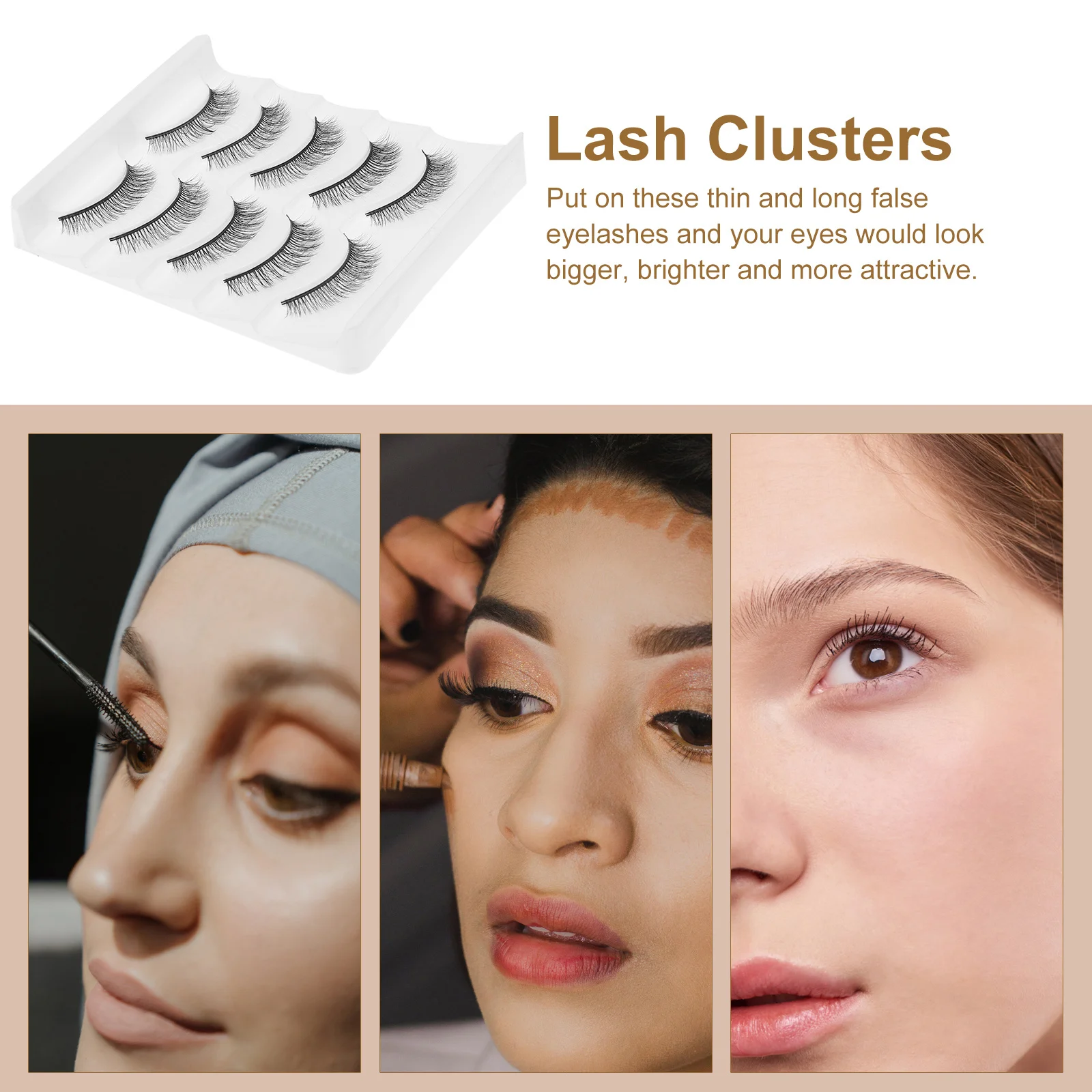 

5Pairs 3D Artificial Fiber Fake Lashes Enhanced Length Voluminous Design for Evening Out Beauty Routine Daily Wear