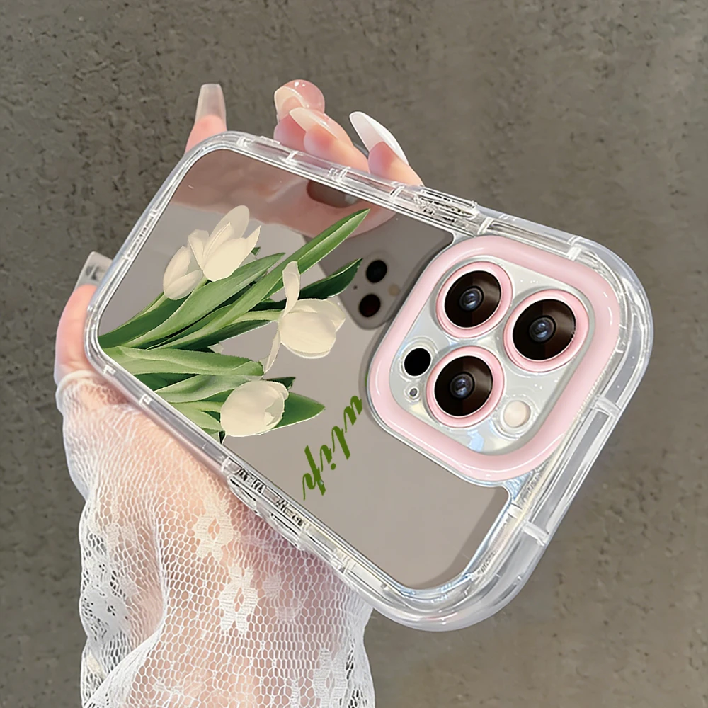Tulpenblumen Air Cushion Spiegel Handyhülle für iPhone 17 15 14 16 Pro Max 13 12 11 Pro X XR XS MAX 7 8 Plus 17Air Modische Hülle – Detail 19