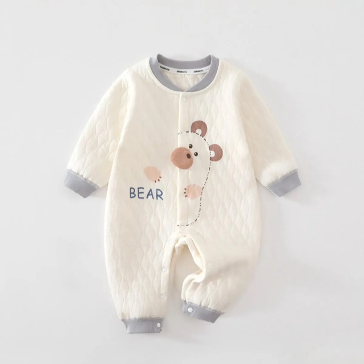 Soft Warm Baby Romper Autumn Winter Thickened Cotton Padded Onesie with Cute Cartoon Unisex Newborn Infant Jumpsuit 6-24M
