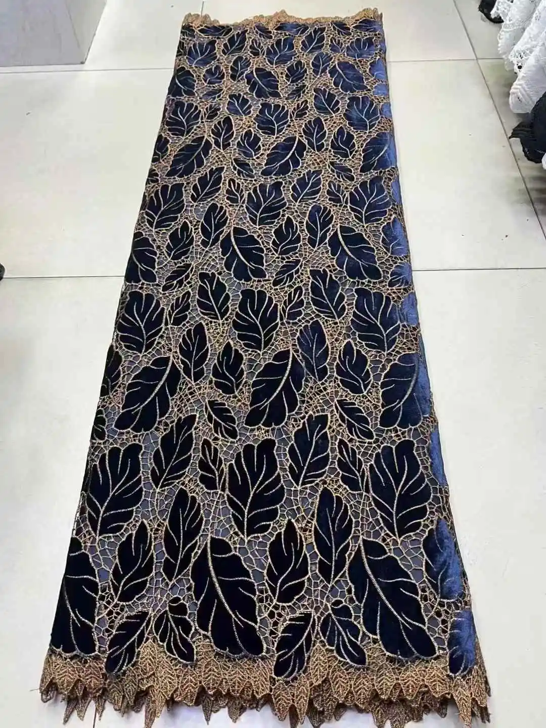 

Африканский королевский синий бархатный роскошный кружевной тюль, высокое качество, французское вышитое нигерийское кружево для женских швейных проектов