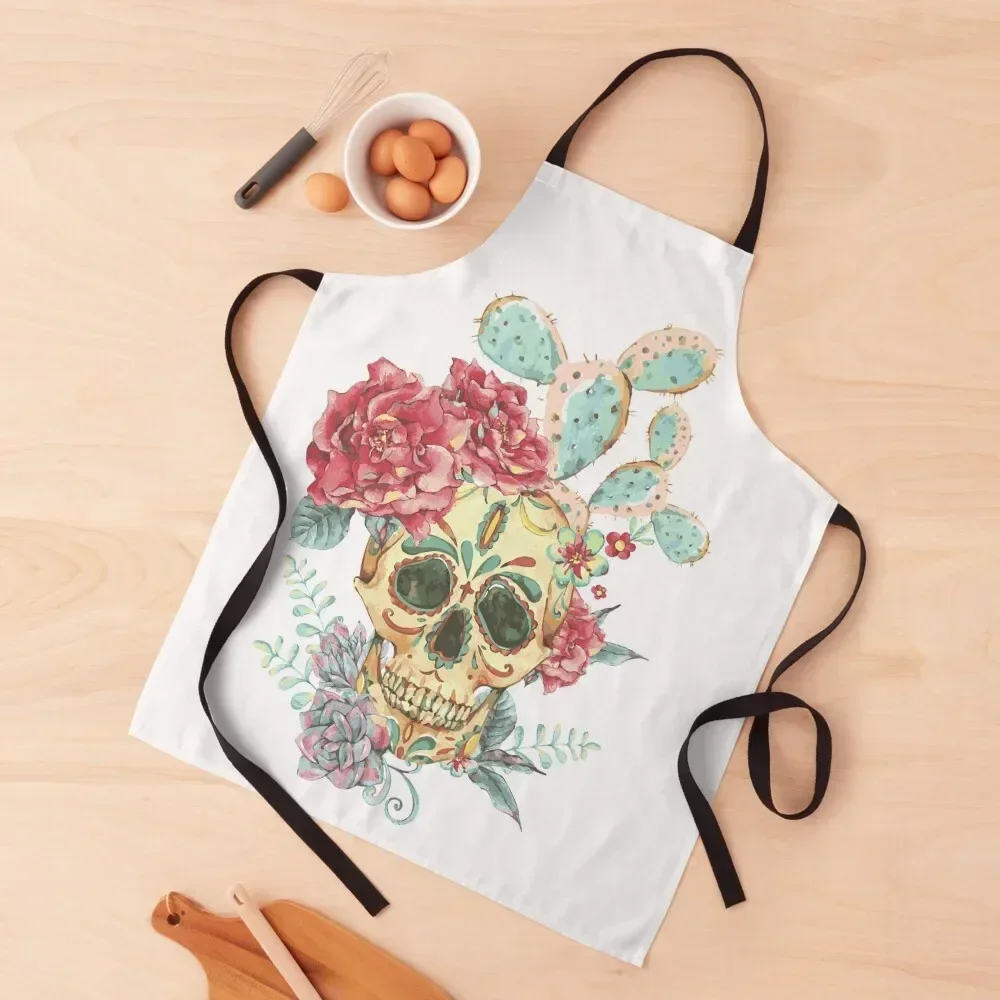 

Vintage Desert Sugar Skull Apron Home Supplies Goods For Home And Kitchen Dress Women's Home Clothes Apron