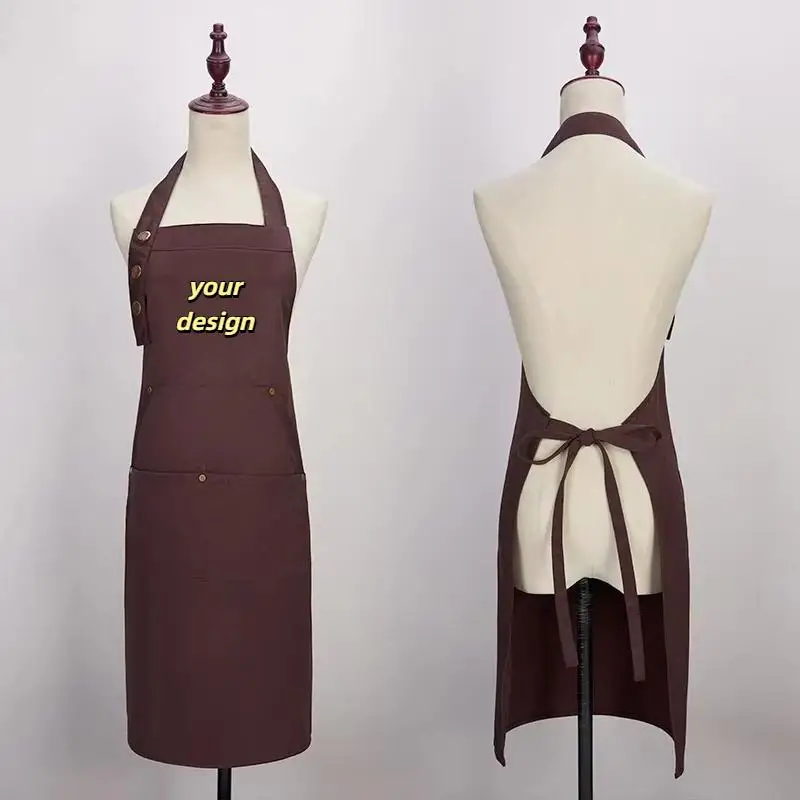 Men Women Canvas Aprons Printed Logo Personalized Custom DIY Restaurant Kitchen Catering Service Hotpot Cake Coffee Shop Apron