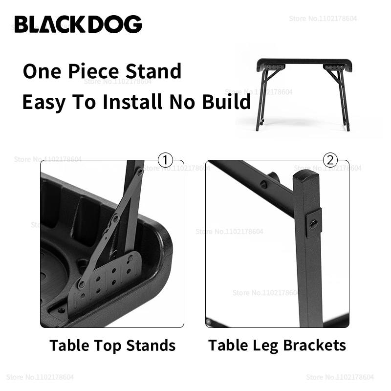 Naturehike-BLACKDOG Outdoor Aluminium Alloy Folding Table One Piece Stand Portable Camping Picnic Table With Telescopic Chairs