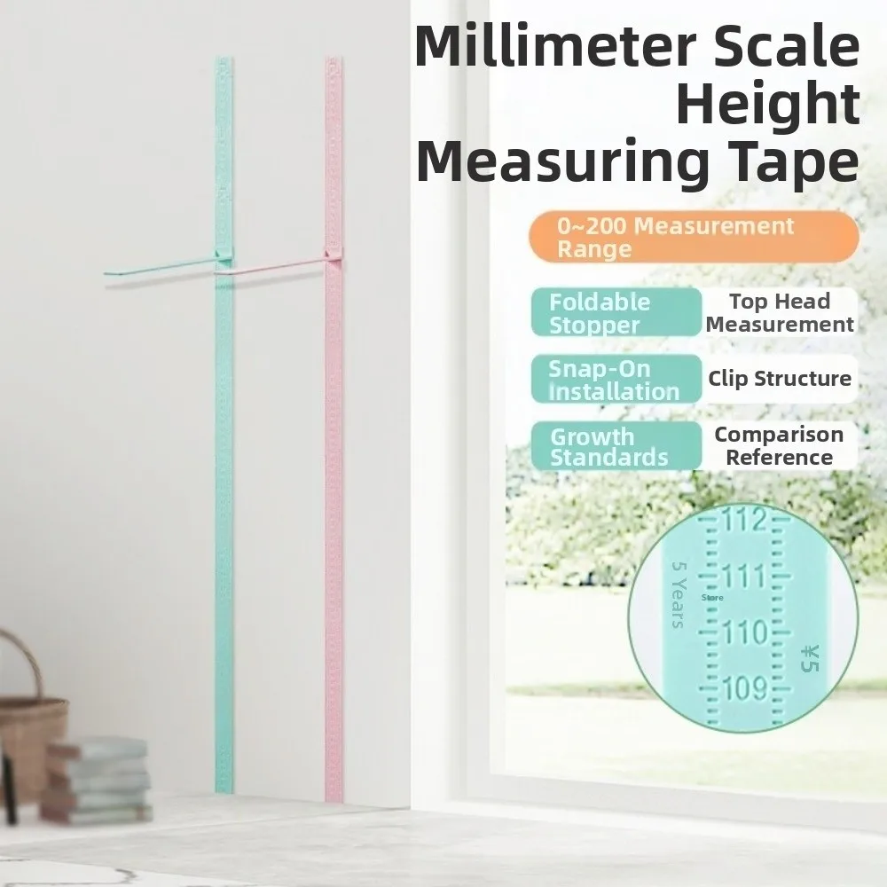 

0-2M Height Ruler Wall Sticker High Precision Baby Growth Chart Easy to Install Foldable Sliding Measuring Ruler Room